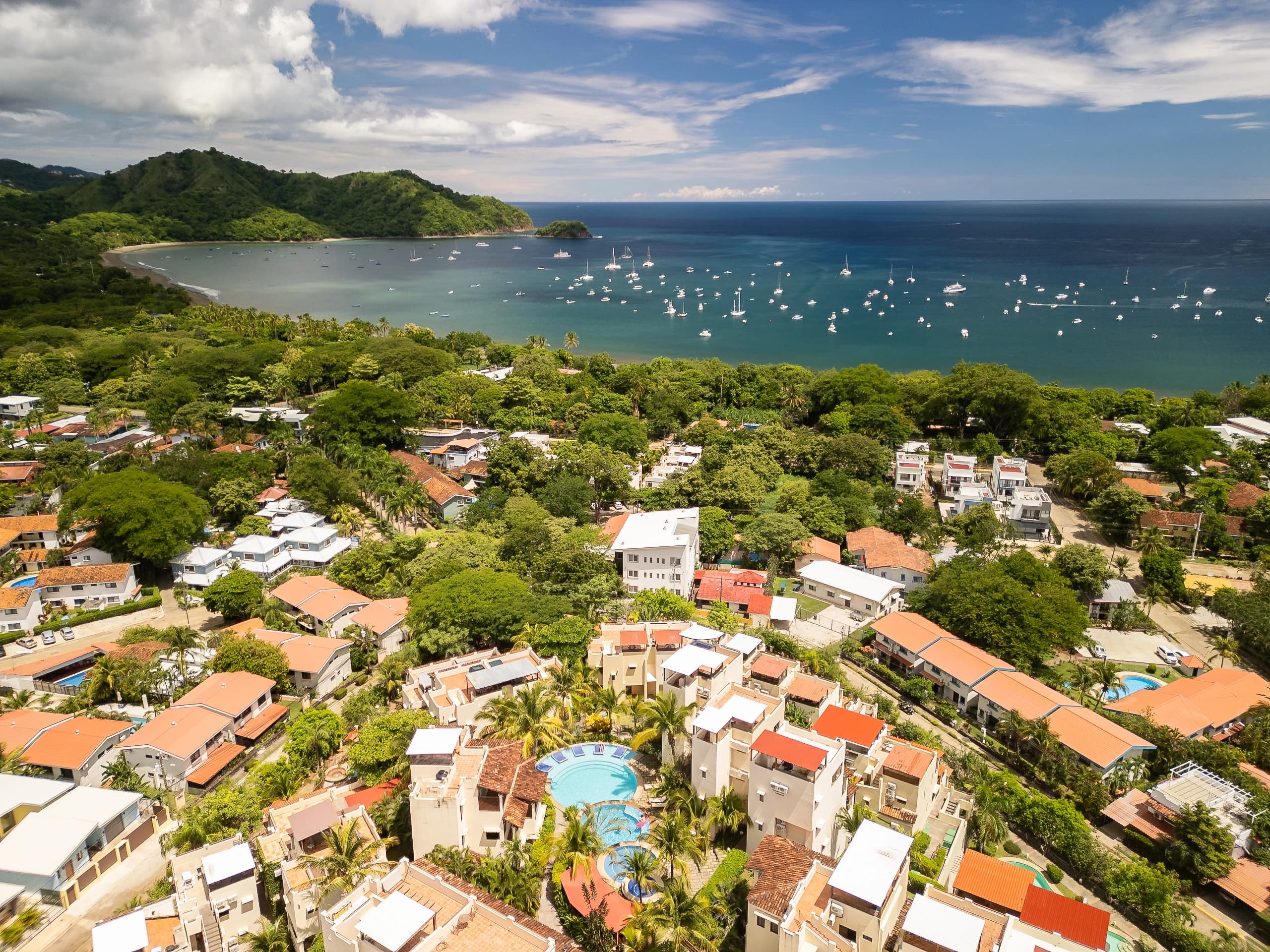 Aerial view of coastal town